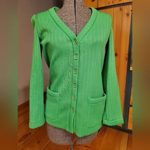 Vintage ACT III dacron poly green cardigan